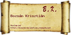 Bozsán Krisztián névjegykártya